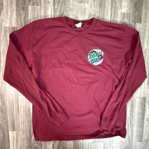 Santa Cruz Logan XL Maroon Long Sleeve Skateboarding Shirt Honduras Cotton Tee